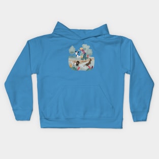 Four Whimsical Cavalier King Charles Spaniels Playing Kids Hoodie